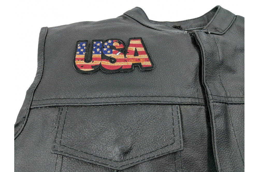 USA Vintage Flag Patch – Embroidered Artwork with Text ( 4 x 2 inche )